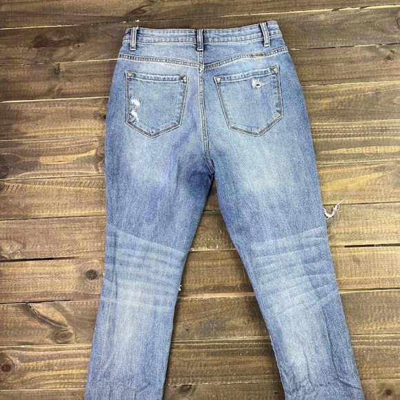 Kancan Los Angeles  High Rise Busted Knee Ripped Skinny Blue Jeans Size 27 - Picture 4 of 8